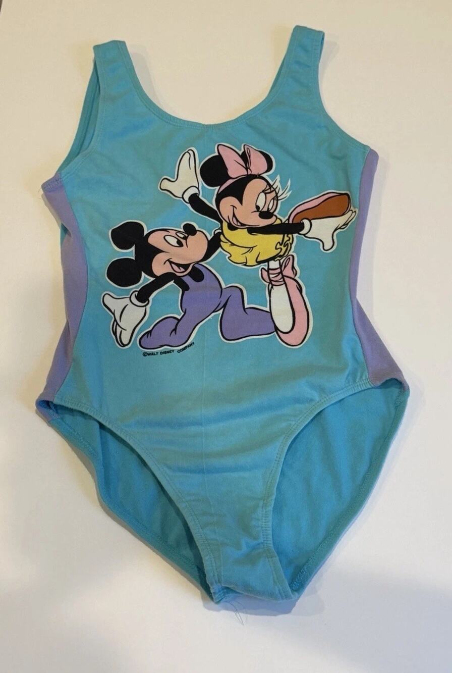 Vintage 80s 90s Disney Mickey Minnie Workout Wear Leotard Swimsuit Size Small